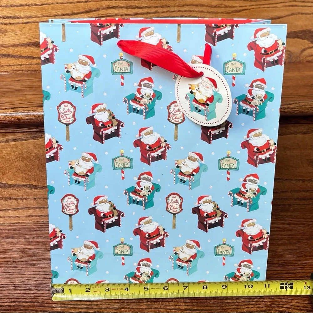 Lot of 5 African American Santa Themed Holiday Christmas Bags